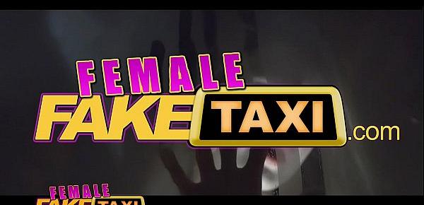  Female Fake Taxi Lesbian sex toy play and pussy licking orgasms in UK flat